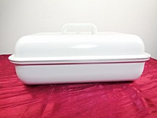 Riess Emaille Brotdose Brotkasten mit Deckel weiss 37/26 cm