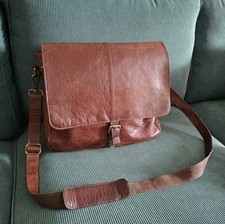 Leabags Messenger Umhängetasche Leder Laptoptasche Lehrertasche Braun 38x31cm