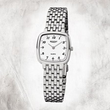 Regent Stahl Damen Uhr F-520 Quarzuhr Armband silber URF520