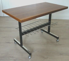 Servierwagen Beistelltisch Phono Zeitung Chrom Rollen Danish Design 60s 70s