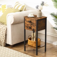 HOOBRO Beistelltisch Nachttisch Couchtisch 2 Schubladen Hoher Wohnzimmertisch