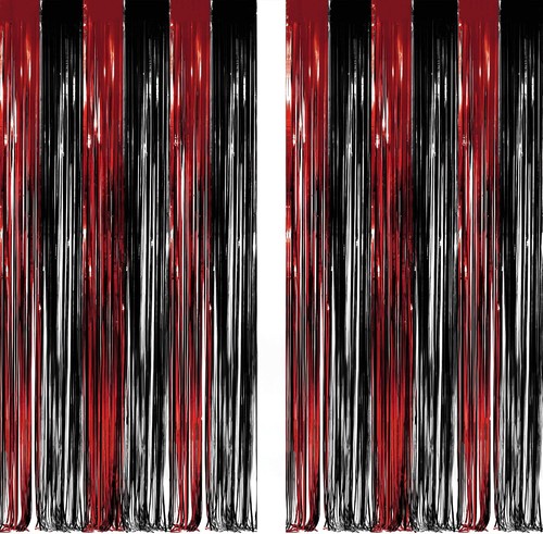 Halloween vorhang schwarz rot - schwarz,