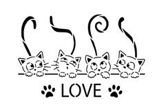 Schablone " Love Katzen " auf