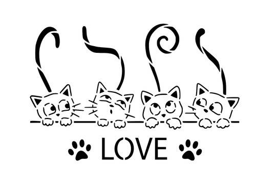 Schablone love katzen auf - ",
