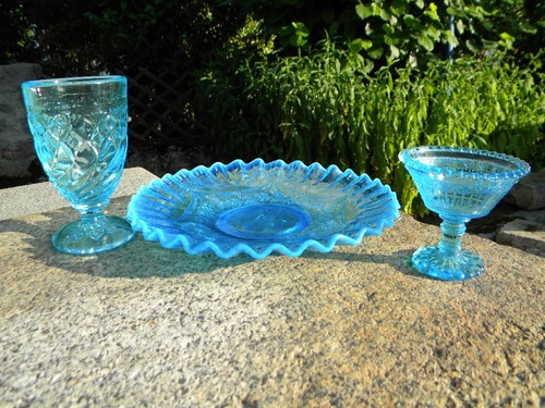 1910 pressglas becher - pressglas, 3x