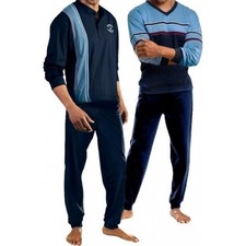 Marken Herren Pyjama (2 Stk) Nachtwäsche Jersey blau marine Gr. 52/54 