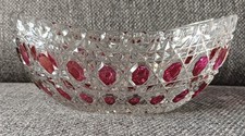 Kristall Schale geschliffenes Dekor Schüssel oval DDR