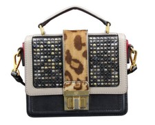 MCM Tasche Handtasche Umhängetasche Leopard Nieten schwarz rot gold beige Damen