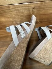 Original Leder Damen Keilsandalette Plateau Korksohle - Zehentrenner - Gr. 39,5