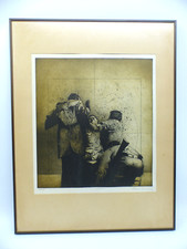 Original Radierung Klaus Böttger 1972 / Verhör / Probe Druck