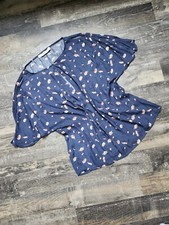 NEU: süße MANGO Schlupfbluse Gr. S blau Kurzarm Top Shirt Bluse Blütenmuster