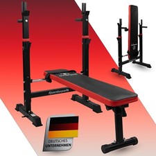 Hantelbank Trainingsbank Langhantel Ablage Fitnessstation klappbar rot/schwarz