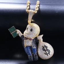 Hip Hop Kette,  Dollar Kette, Zirkonia Kette, vergoldet