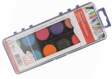 2 Stück Wasserfarbkasten 12 Farben Deckfarbkasten  Schulmalfarben Wasserfarbe