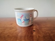 Kronester Bavaria 80er Tasse Kaffeetasse Porzellan pastell blau Frauen am Meer