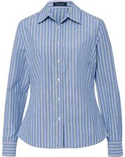 Highmoor Oxford-Streifenbluse Hemdblusenkragen Rundhals Langarm Gestreift Damen