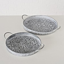 Dekotablett Tablett Deko  Metall grau weiß Shabby Chic Vintage  Größenwahl