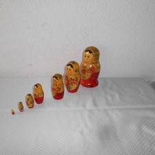 Russische 7 x Babuschka Matroschka Stappelpuppe Puppe Puppen Holz H 16,5 cm