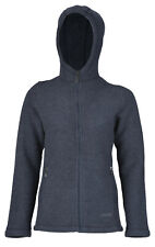 Engel Natur Damen Woll Fleece Jacke mit Kapuze RV 100% Wolle Bio IVN denim mela 