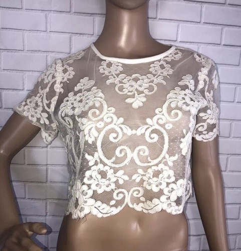 Luce crop top white mesh - luce,