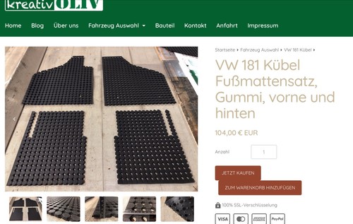 181 kübel fußmatten satz - 181,