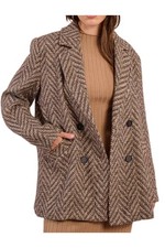 Molly Bracken Jacke Zweireihig Köper Beige/Hellbraun Blazer – P1830BDH