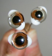 2x Glasaugen Eckaugen braun