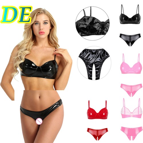 Damen wetlook dessous set - de,