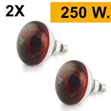 2 Stk Rotlichtlampe Wärmelampe 250W E27 Hartglas 240 Volt Hundewelpen Küken