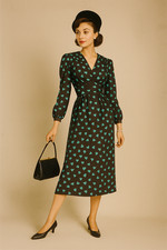 Couture Seidenkleid Nina Ricci Paris 80er Vintage Herzen Puffärmel 38/40