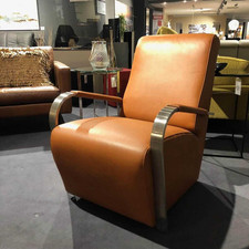 Gepade Solitärsessel Casa Leder Passion Hellbraun Gestell Edelstahl