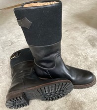 Winterstiefel aus schwarzem Leder mit schwarzem Filz. Gr 44