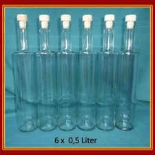 6 leere Glasflaschen mit Holz-Kork-Korken,500 ml,Klarglas,Aufgesetzter,Flaschen