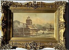 Karl Kaufmann (1843-1902) Seltene Winterlandschaft Holland+ Original Ölgemälde 