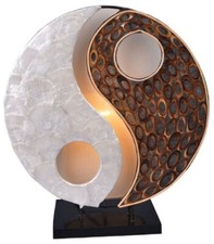Tischlampe YING YANG NATUR, rund, Natur-Material, Höhe ca. 30 cm, Deko-Leuchte
