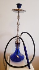Premium Shisha / Wasserpfeife, Metallguss mit Silikonschlauch & Glas-Mundstück