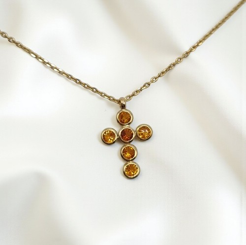 Kreuz mit zirkonia orange - kreuz,