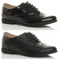 DAMEN FLACH NIEDRIGER ABSATZ SCHNÜRSCHUHE ELEGANT VINTAGE OXFORD SCHUHE BROGUES GRÖSSE