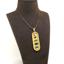 Großer Anhänger massiv 750/- 18k. Gelbgold Saphir Rubin Blautopas ca 5,9 cm -961