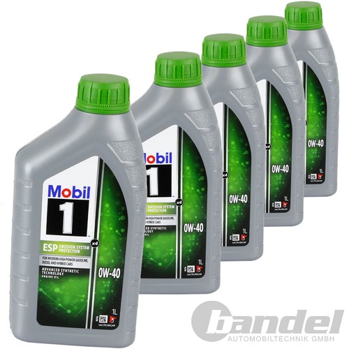 5x1l mobil esp 0w40 motoröl - 5x1l,