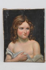 Q15K09- Gemälde Porträt eines Knaben verso undeutlich signiert 19.Jh