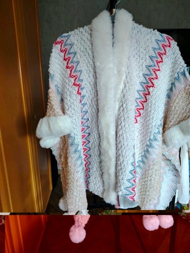 Damen poncho strick weiß - poncho, mit