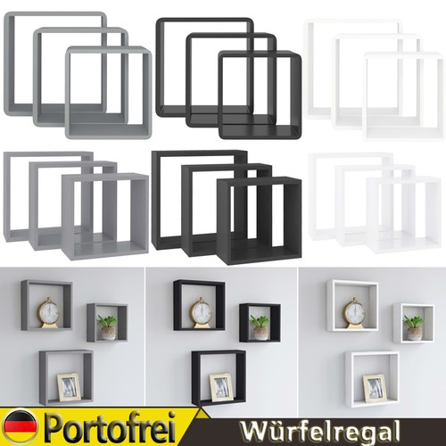 Würfel wandregal 3er set - set, mdf