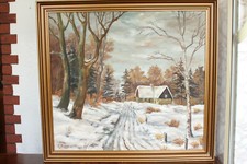 DEKORATIVES DÄNISCHES GEMÄLDE "WINTERLANDSCHAFT" SIGNIERT:E.RINDSIG #11371