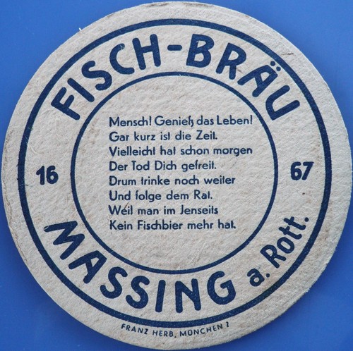 Alter bierdeckel fisch bräu - bierdeckel, fisch-bräu