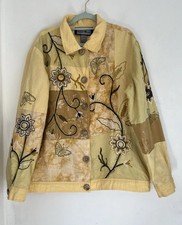 Indigo Moon Jacke Medium Applikation bestickt Flachs Baumwolle gelb kräftig