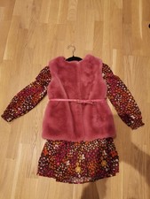 Set Mayoral Gr. 128 Mädchen Festlich Langarmkleid, Weste Warm Kunstfell Altrosa