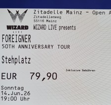 Tickets Foreigner Mainz 14.06.25 Stehplatz Karten Eintrittskarten