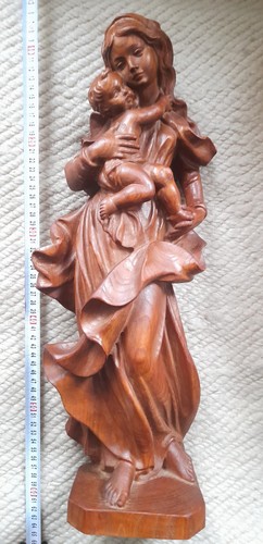 Große holzfigur madonna mit - holzfigur,