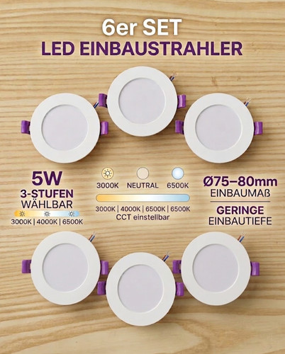 6er set led einbaustrahler - led,